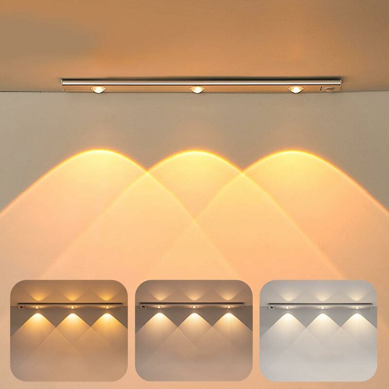 LED Lamp, Closet Light with Motion Sensor, USB Rechargeable LED Lamp, Wireless Kitchen LED Light with 3 Lighting Modes and Magnetic Mounting, 40 cm - Image 1