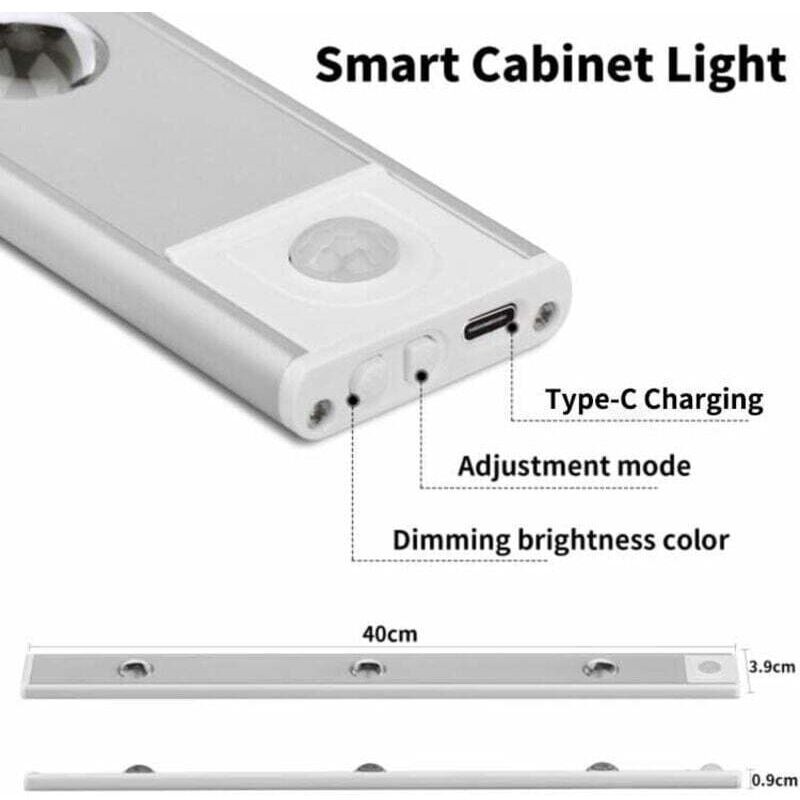 LED Lamp, Closet Light with Motion Sensor, USB Rechargeable LED Lamp, Wireless Kitchen LED Light with 3 Lighting Modes and Magnetic Mounting, 40 cm - Image 3
