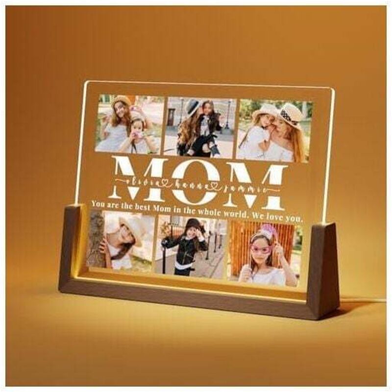 Personalized Photo Frame Gift for Mother, Personalized Photo Lamp, Mothers Day Gift Idea, Mothers Day Gift, Customizable Photos, 6 Photos - Image 1