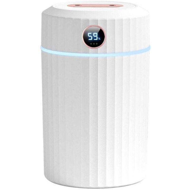 Air Humidifier, Silent Ultrasonic Humidifier with Thermo-Hygrometer, Dual Nozzle, 36 Hours of Operation Time, Automatic Shut-Off, 7 LEDs, 2 L - Image 1
