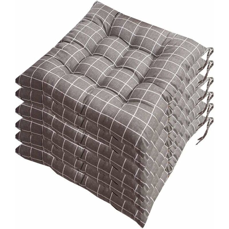 6 Pcs Chair Cushions, Decorative Cushion, Chair Cushion, Garden Cushions, 12 Stitched Details, Different Patterns, Polyester, a, 40 x 40 cm - Image 1