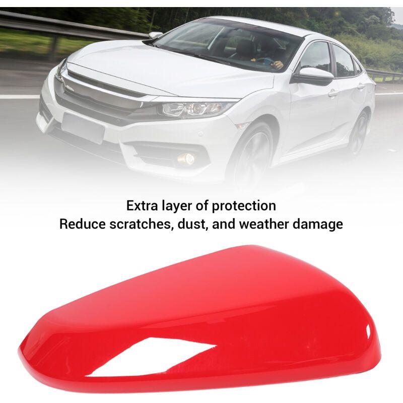Mirror Cover with Reinforced Anti-Collision Protection and Weather Resistance Compatible with Honda Civic 2016-2021 Red Right 76201 TBA A11 - Image 3