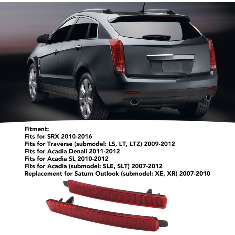 Left Right Rear Bumper Reflector Compatible with Acadia Denali Sl Warning Lens Reflector 25881881 - Image 4