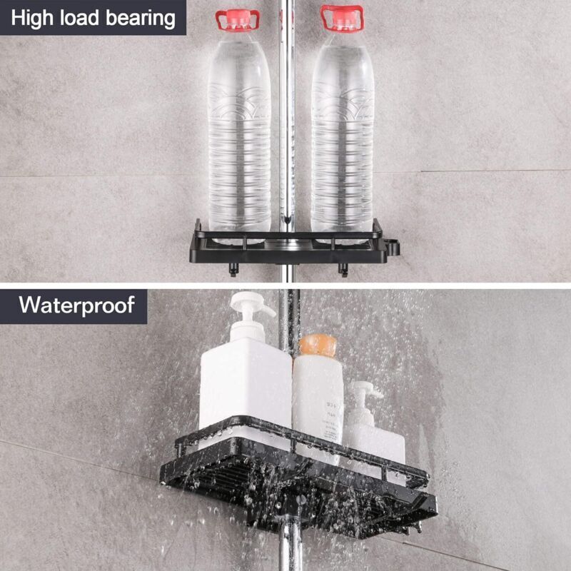 1 Pcs Shower Shelf, Soap Dish, Bathroom Shower Storage without Drilling, with Shower Soap Holder, Hooks and Wall-Mounted Towel Rack, Rustproof - Image 2