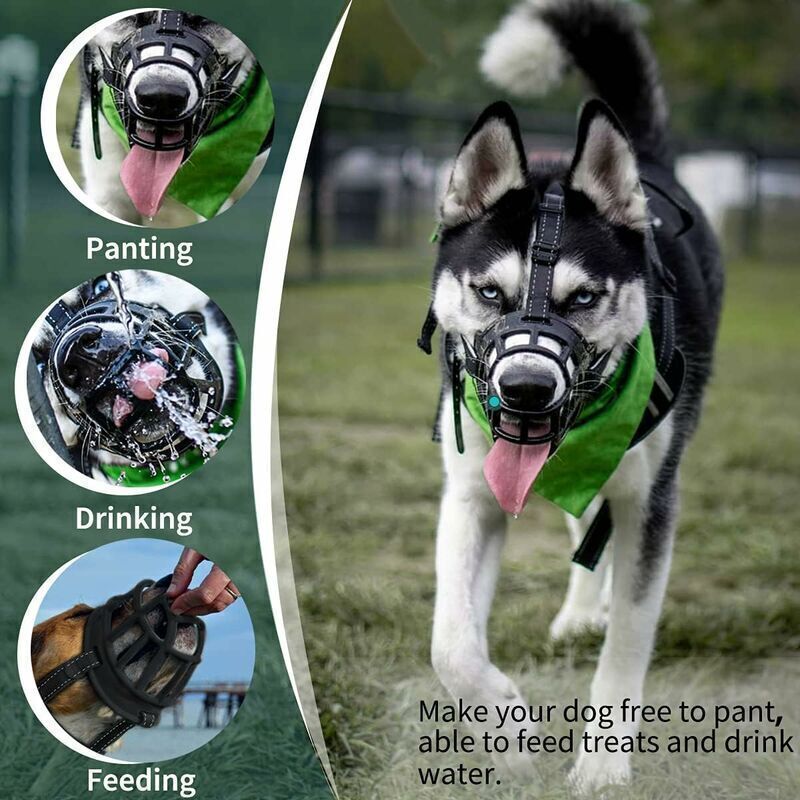 Dog Muzzle, Silicone Muzzle for Small, Medium and Large Dogs, Soft Cage Muzzle to Prevent Chewing and Allow Panting While Drinking - Image 4