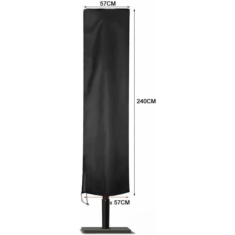 Waterproof 210D Oxford Cantilever Parasol Cover, Garden Parasol Cover, Protective Cover for Cantilever Parasol, 240 x 57 x 57 cm - Image 2