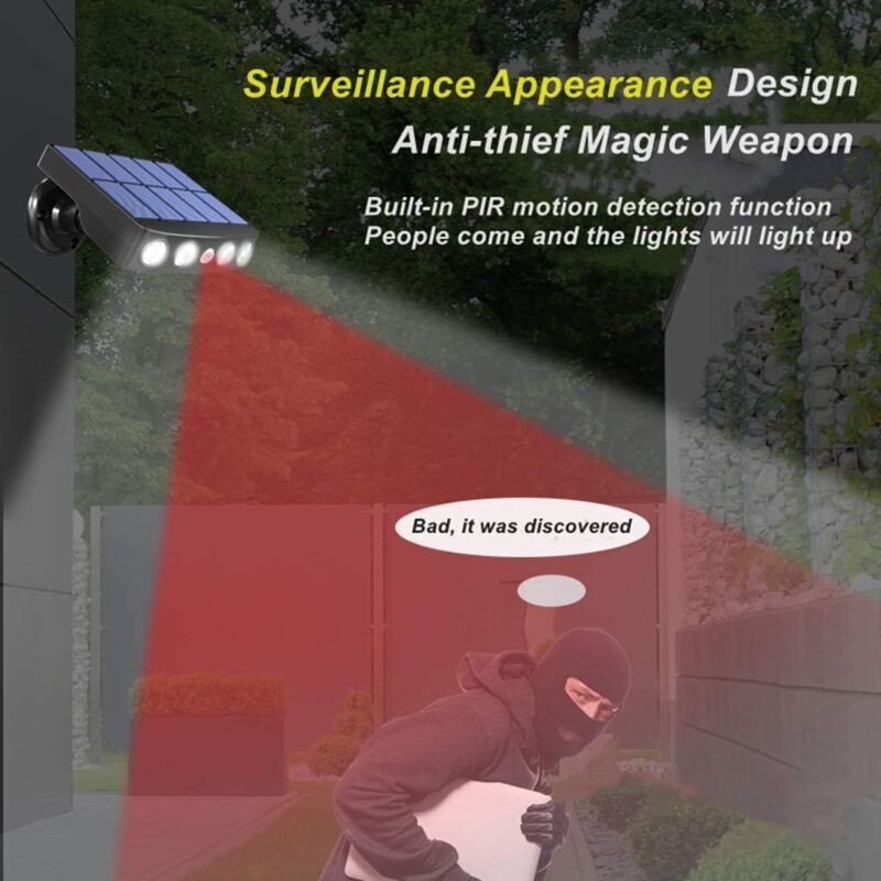 2 Pcs Outdoor Solar Light, Outdoor Solar Light with Motion Sensor, 360 Degree Outdoor Solar Spotlight, 1200mAh, Waterproof Outdoor Solar Garden - Image 3