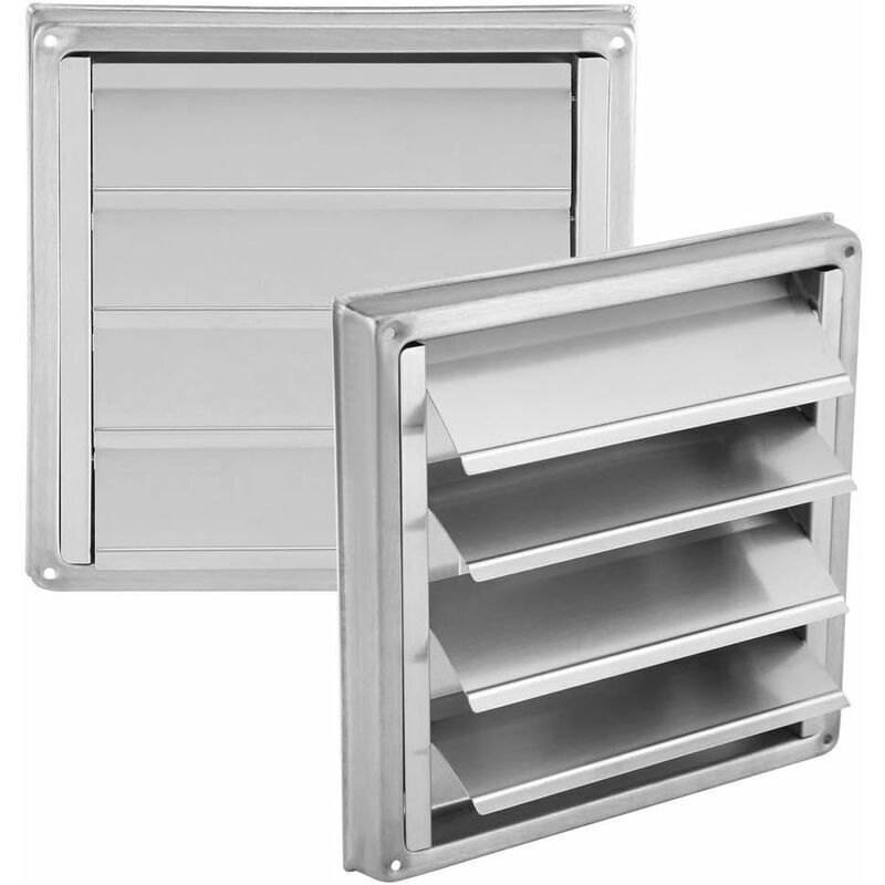Air Vent, Square Stainless Steel Exterior Ventilation Grille with Movable Louvers, Suitable for Tumble Dryers, Air Conditioners, Bathrooms - Image 1