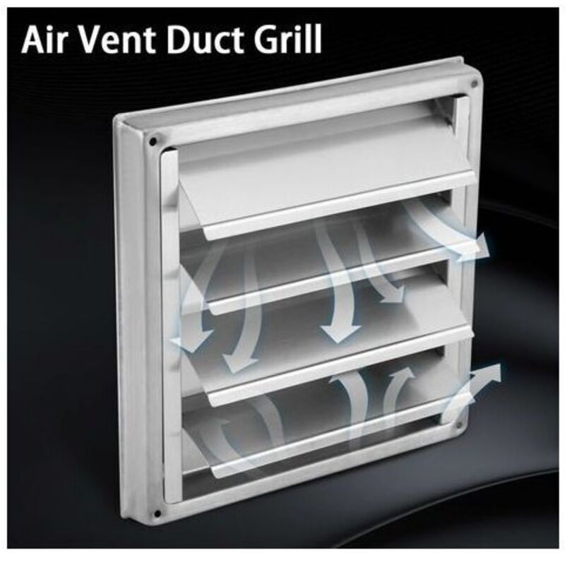 Air Vent, Square Stainless Steel Exterior Ventilation Grille with Movable Louvers, Suitable for Tumble Dryers, Air Conditioners, Bathrooms - Image 2