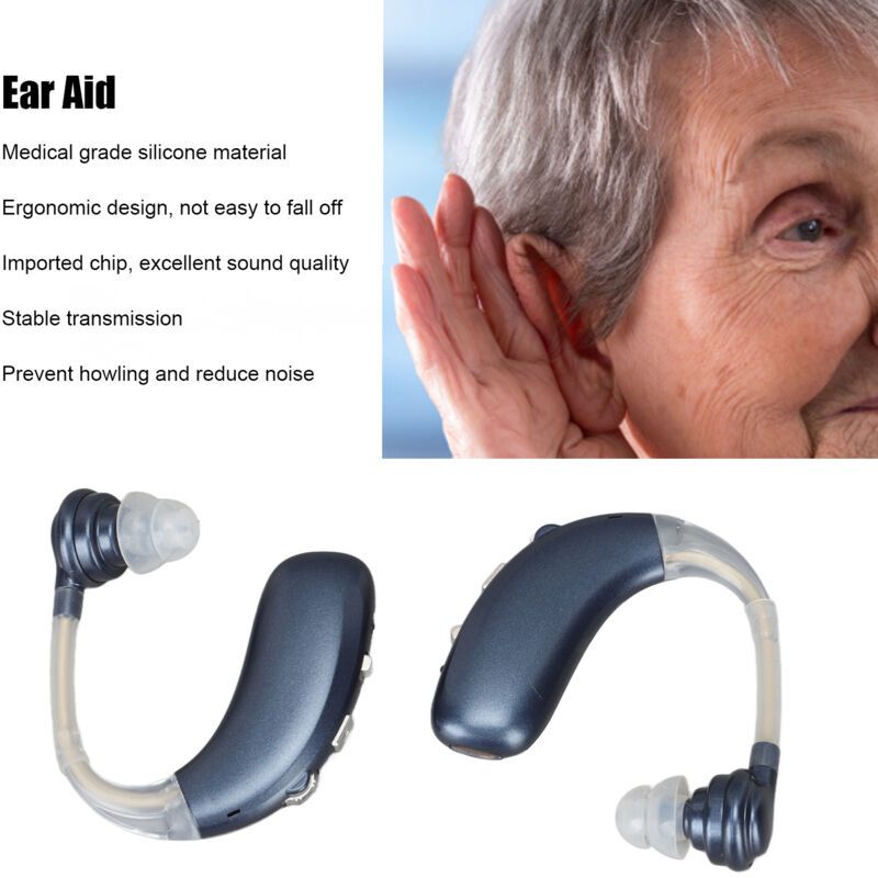 1 Pair Hearing Aids Sound Listening ABS Silicone Rechargeable Ergonomic Medical Device Blue - Image 4