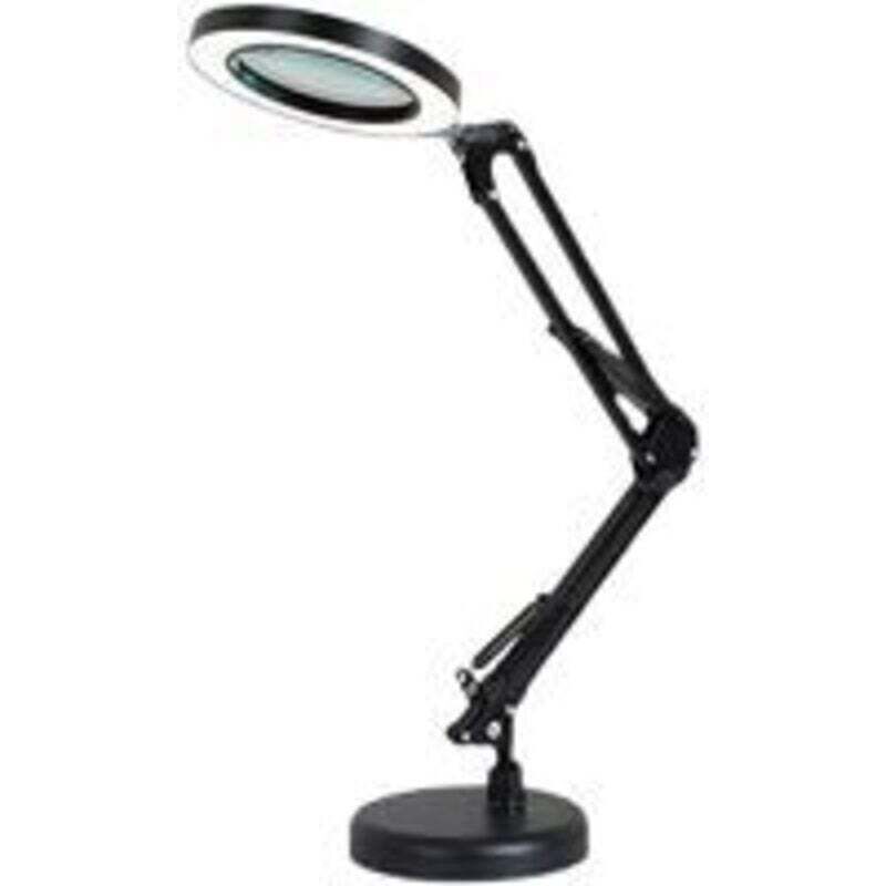 5X LED Magnifying Lamp, Adjustable Rotating Arm Desktop Magnifying Glass Lamp, Glass Lens, for Maintenance, Crafts, Reading, Sewing, Black - Image 1