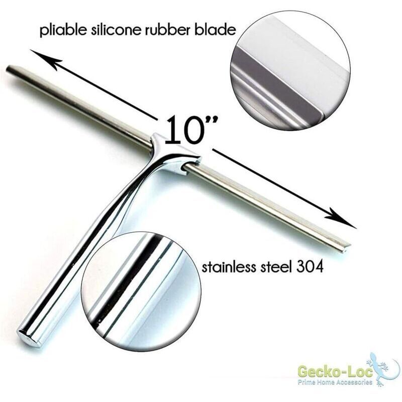Bathroom Shower Squeegee with Suction Cup Hook for Glass, Mirror, Door Cleaning Rustproof Stainless Steel - Image 4