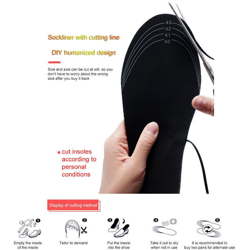 Rubberskin Heated Insole, Thermal Insole, USB Electric Heated Insole Foot Warmer Winter Foot Warmer for Skiing, Sleeping, Camping, Hiking 41-46 - Image 2