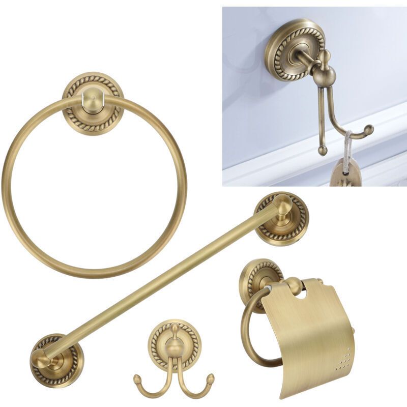 Retro Style Copper Towel Rack Storage Shelf Bathroom Shelf Home Decoration - Image 1