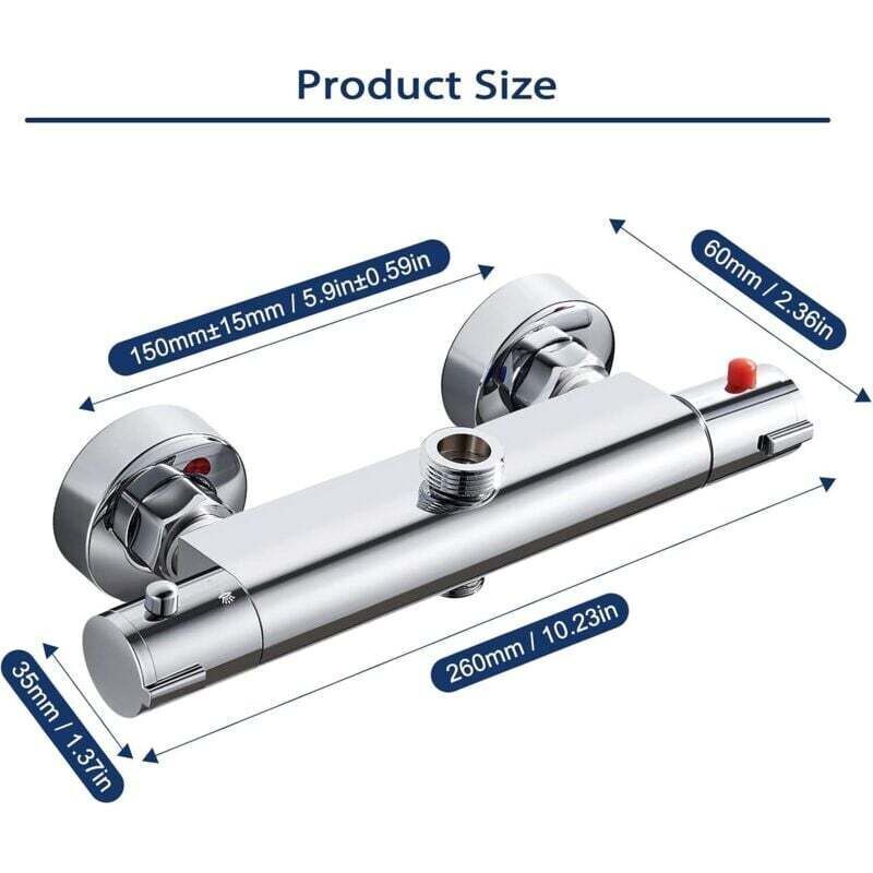 Thermostatic Shower Mixer 2 Outlets High and Low Anti-Scald Mixer Tap in Chrome Brass for Bathroom Bathtub - Image 4