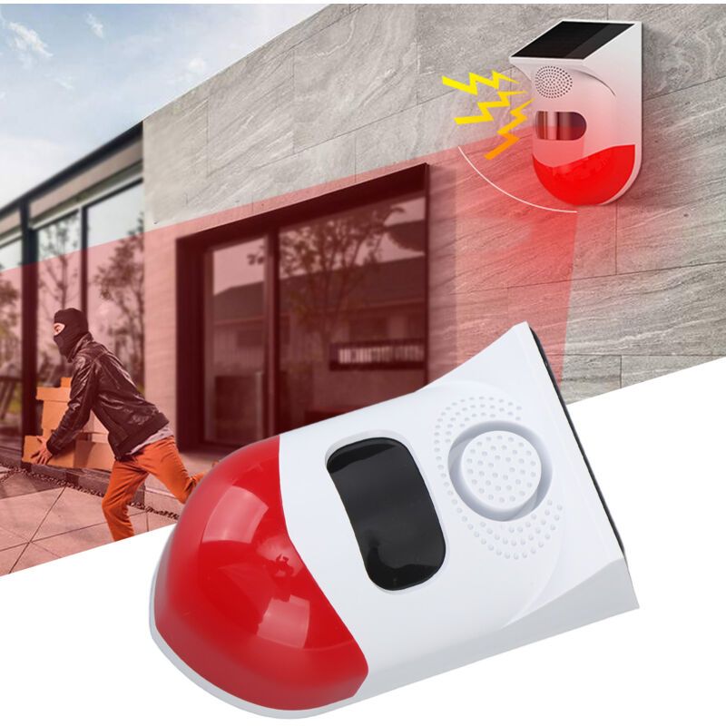 Outdoor Solar Motion Sensor Alarm Outdoor Solar Powered Wireless Security Alarm with Sound and Light Alert - Image 1