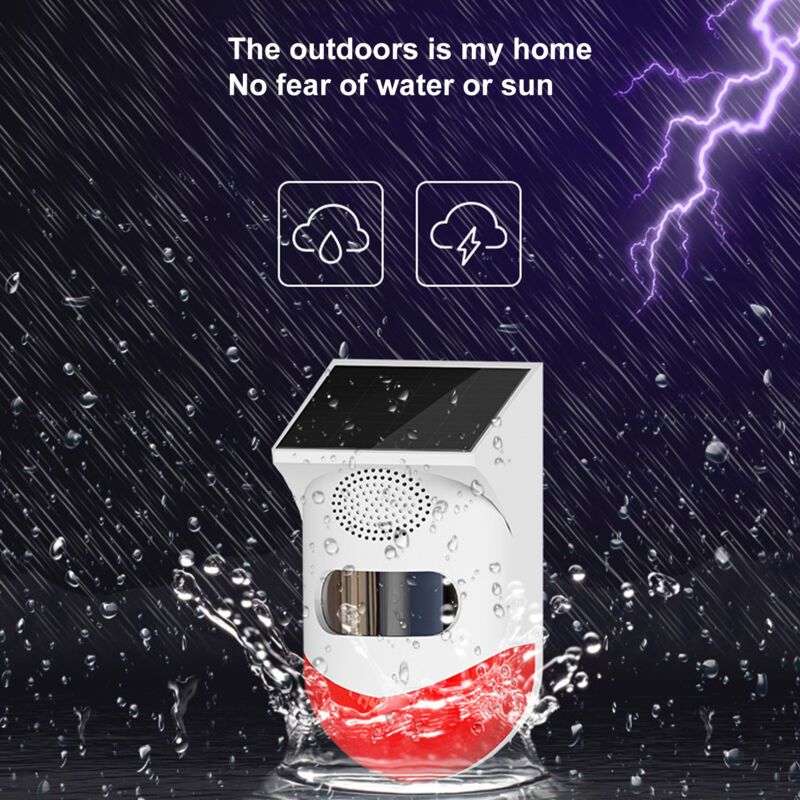 Outdoor Solar Motion Sensor Alarm Outdoor Solar Powered Wireless Security Alarm with Sound and Light Alert - Image 2