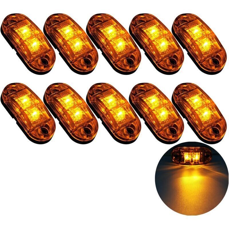 10 Pcs 2 LED Side Marker Lights 12 24V LED Clearance Lights Trailer Side Lamp Warning Yellow Light for Truck RV Caravan - Image 1