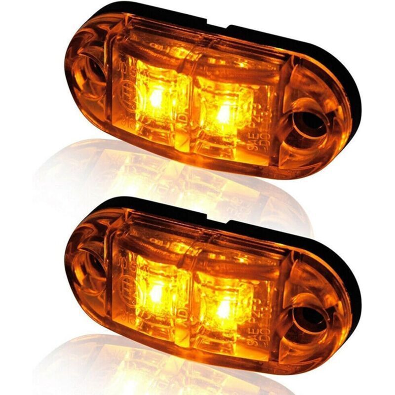 10 Pcs 2 LED Side Marker Lights 12 24V LED Clearance Lights Trailer Side Lamp Warning Yellow Light for Truck RV Caravan - Image 2