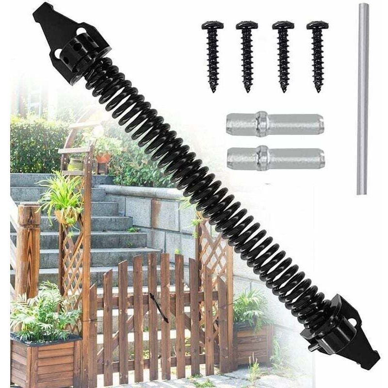 Spring Door Closer Adjustable Door Closer Outdoor Carbon Steel Spring Door Closer Screw Garden Door Closer for Household Gates Farm Fences, 14 Inch - Image 1