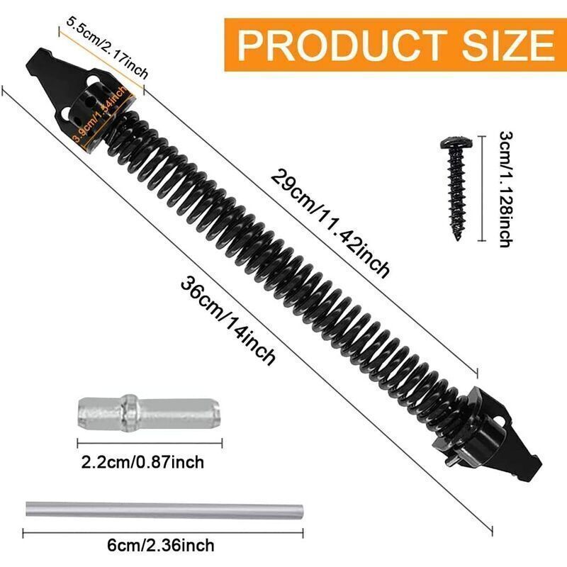 Spring Door Closer Adjustable Door Closer Outdoor Carbon Steel Spring Door Closer Screw Garden Door Closer for Household Gates Farm Fences, 14 Inch - Image 2