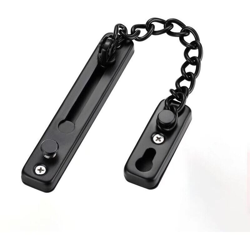 Door Chains, Anti-Theft Door Chain Lock, Reliable Stainless Steel Door Security Chain Door Latch Lock Ideal for Home Hotel, Black - Image 1