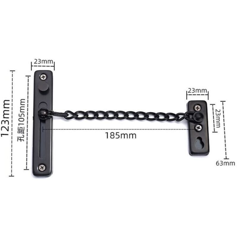 Door Chains, Anti-Theft Door Chain Lock, Reliable Stainless Steel Door Security Chain Door Latch Lock Ideal for Home Hotel, Black - Image 2