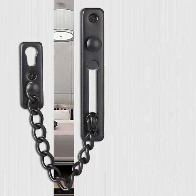 Door Chains, Anti-Theft Door Chain Lock, Reliable Stainless Steel Door Security Chain Door Latch Lock Ideal for Home Hotel, Black - Image 4