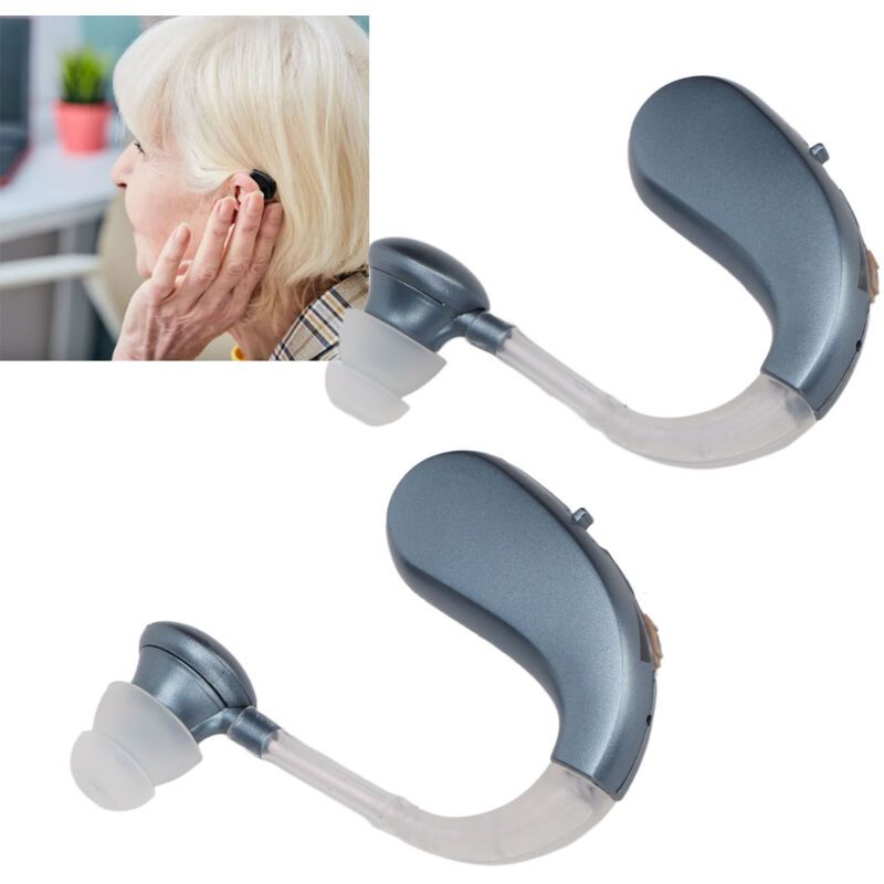 1 Pair Rechargeable Sound Aid Headphones Low Noise Hearing Aid Built-in Battery 450-3400HZ Blue - Image 1