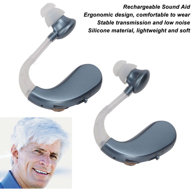 1 Pair Rechargeable Sound Aid Headphones Low Noise Hearing Aid Built-in Battery 450-3400HZ Blue - Image 2
