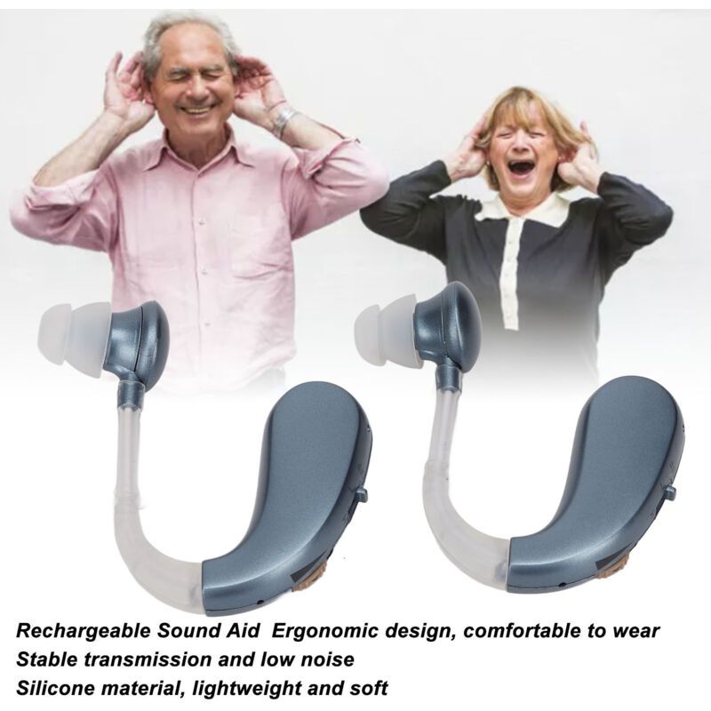 1 Pair Rechargeable Sound Aid Headphones Low Noise Hearing Aid Built-in Battery 450-3400HZ Blue - Image 4