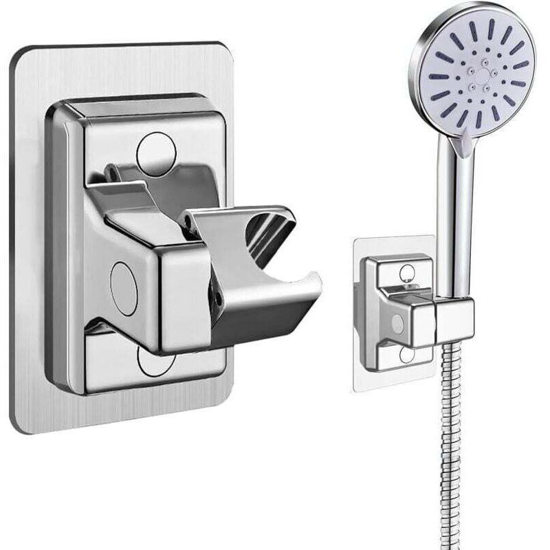 Shower Head Holder, 360 Degree Adjustable Universal Shower Bracket, Powerful No Drilling Shower Head Holder, Bathroom Wall Mount Bracket, ABS Plastic - Image 1
