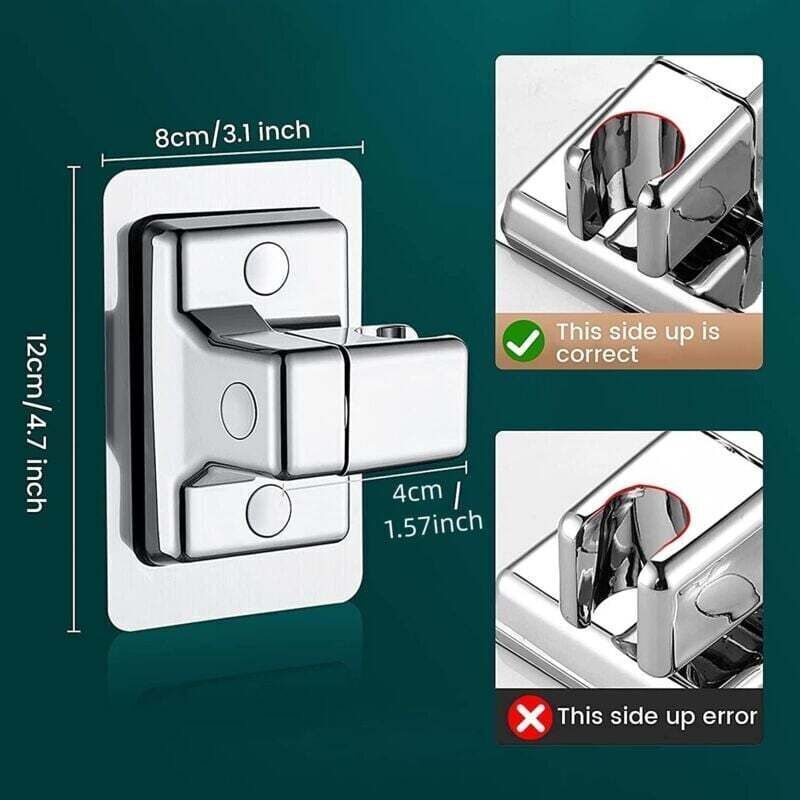 Shower Head Holder, 360 Degree Adjustable Universal Shower Bracket, Powerful No Drilling Shower Head Holder, Bathroom Wall Mount Bracket, ABS Plastic - Image 4