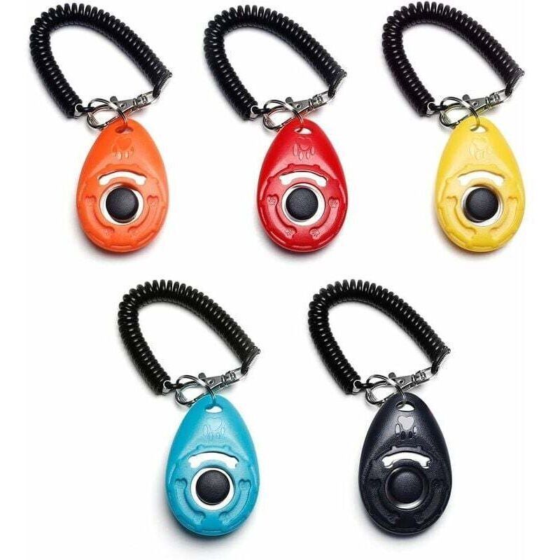 5 Pack Dog Clickers Dog Clickers with Wrist Strap, Large Button Clicker, 5 Colors - Image 1