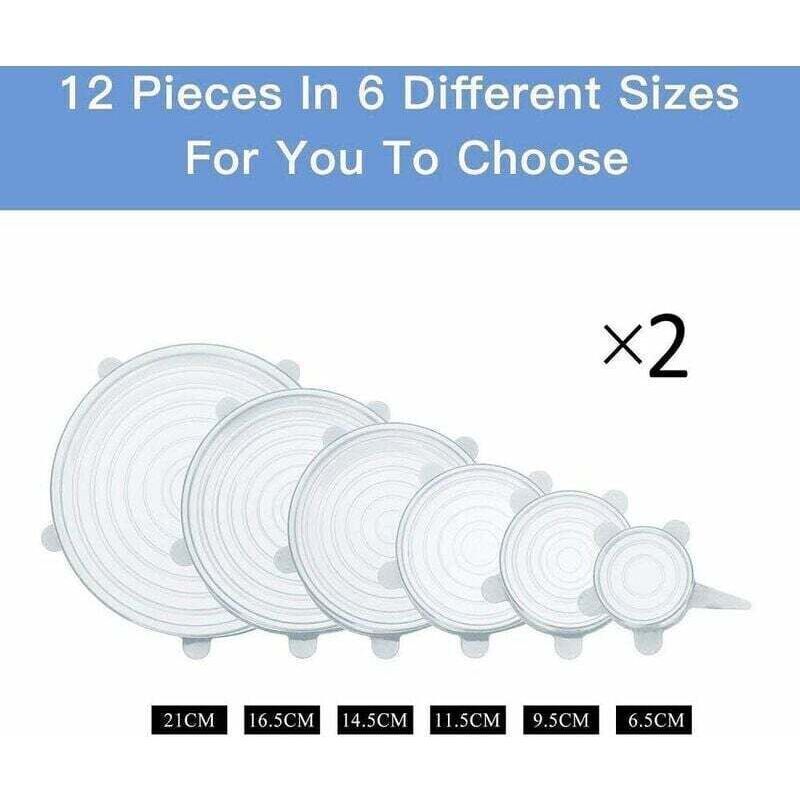 12 Pcs Silicone Stretch Lids, Silicone Lids, Stretch Lids, Silicone Stretch Lids in Different, Healthy Stretch Lid Fresh Food for Bowl, Sizes - Image 2