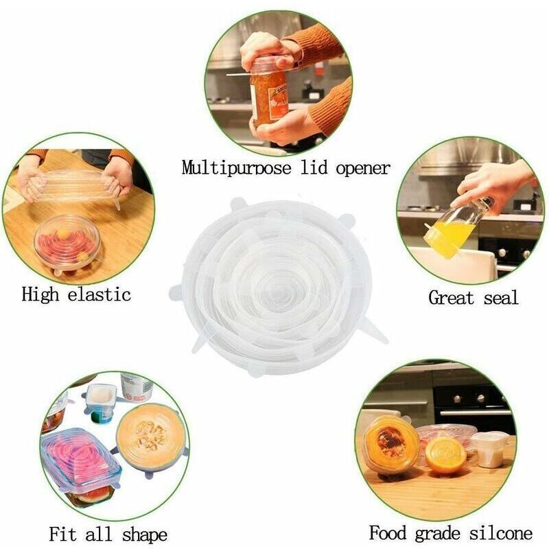 12 Pcs Silicone Stretch Lids, Silicone Lids, Stretch Lids, Silicone Stretch Lids in Different, Healthy Stretch Lid Fresh Food for Bowl, Sizes - Image 3