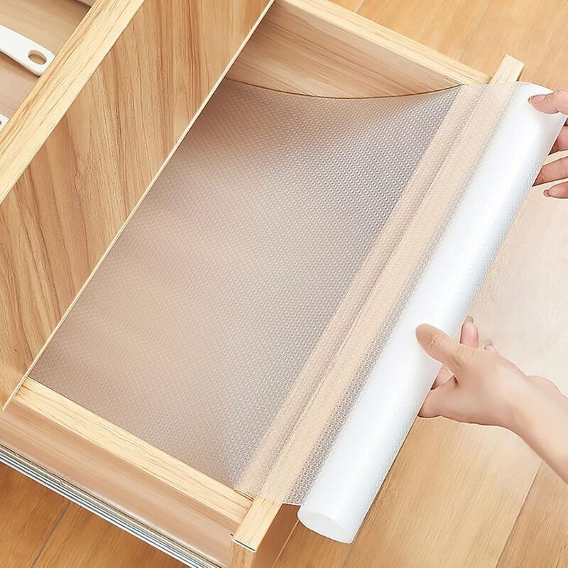 Non-Slip Drawer Liner, Non-Adhesive Eva Drawer Mat, Waterproof Transparent Fridge Mat Can Be Cut to Size for Kitchen Cupboard Shelf Drawer Protection - Image 1