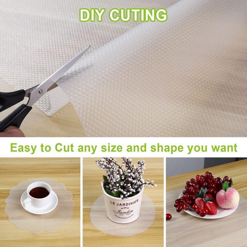 Non-Slip Drawer Liner, Non-Adhesive Eva Drawer Mat, Waterproof Transparent Fridge Mat Can Be Cut to Size for Kitchen Cupboard Shelf Drawer Protection - Image 3