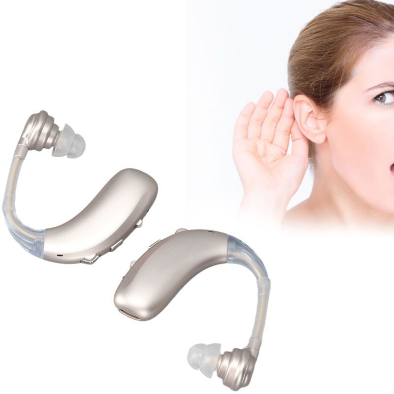 1 Pair Hearing Aids, Ergonomic Rechargeable Medical Device Made of ABS Silicone, Silver - Image 1