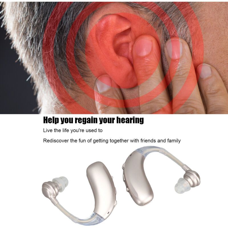1 Pair Hearing Aids, Ergonomic Rechargeable Medical Device Made of ABS Silicone, Silver - Image 3