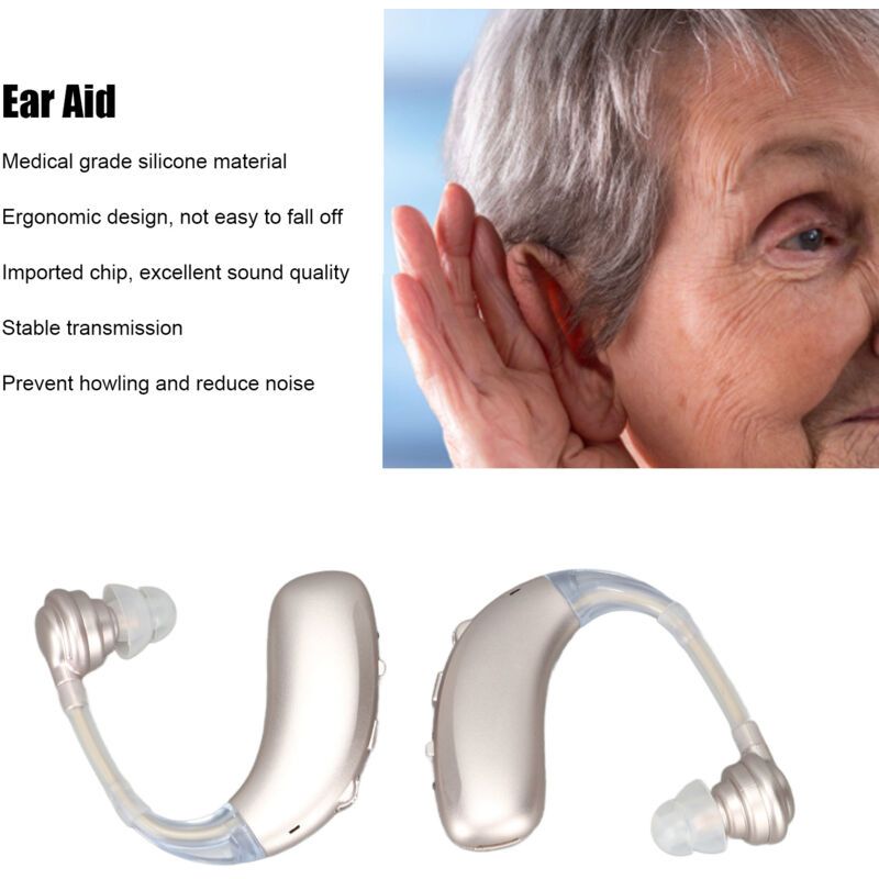 1 Pair Hearing Aids, Ergonomic Rechargeable Medical Device Made of ABS Silicone, Silver - Image 4