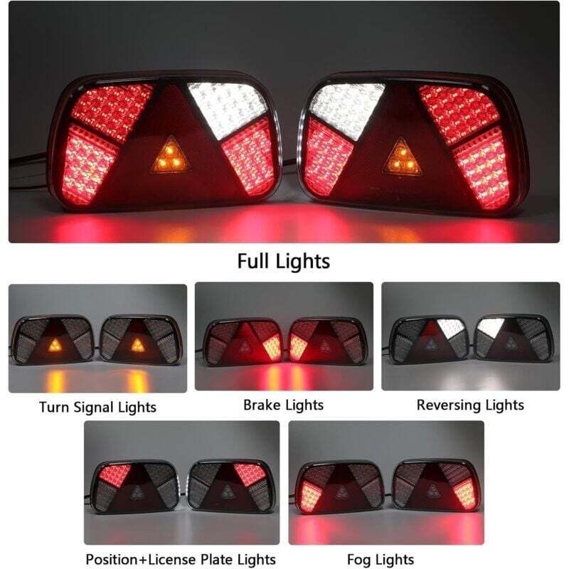 12V 24V Waterproof Trailer Rear Light Kit with Turn Signal Brake Reverse Fog Reflector - Image 2
