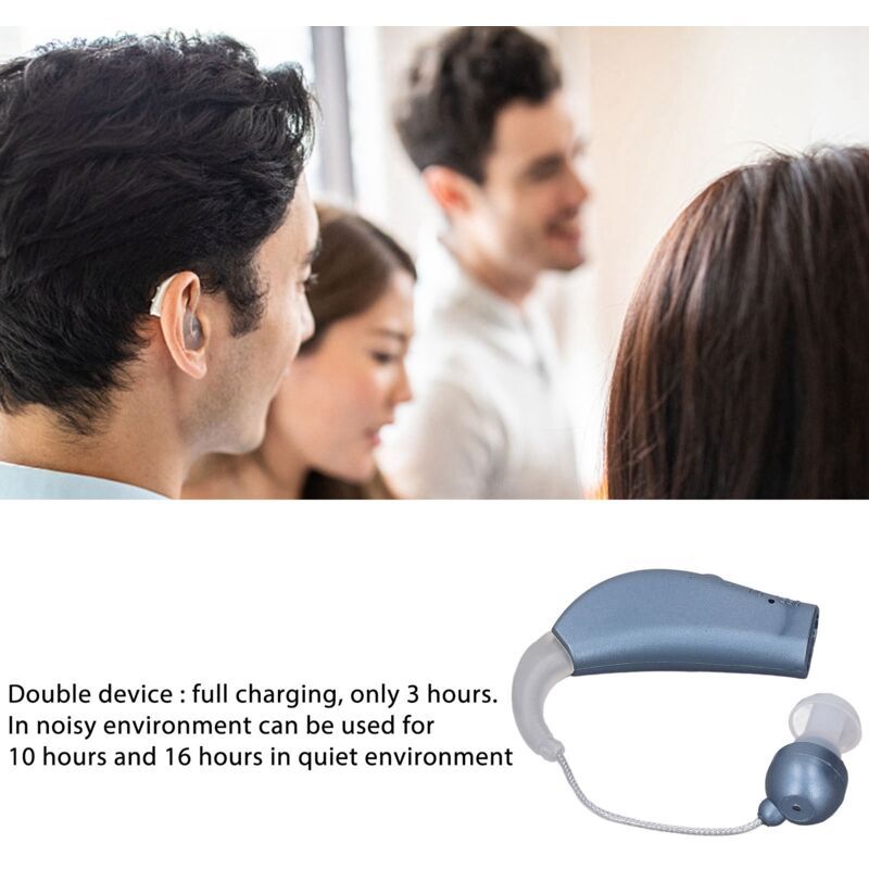 2 Pcs Rechargeable Hearing Aid Sound Amplifier with Noise Reduction Function for Adults and Seniors, Blue, Dubuns - Image 3