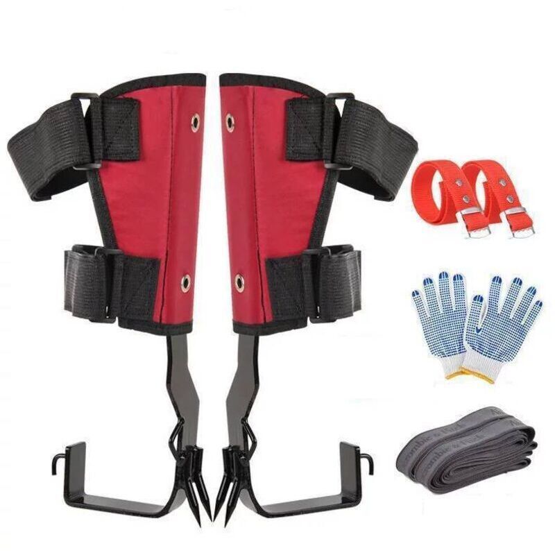 Tree Climbing Spikes, Set of Tree Climbing Spikes with Adjustable Safety Harness Belt Straps - Image 1