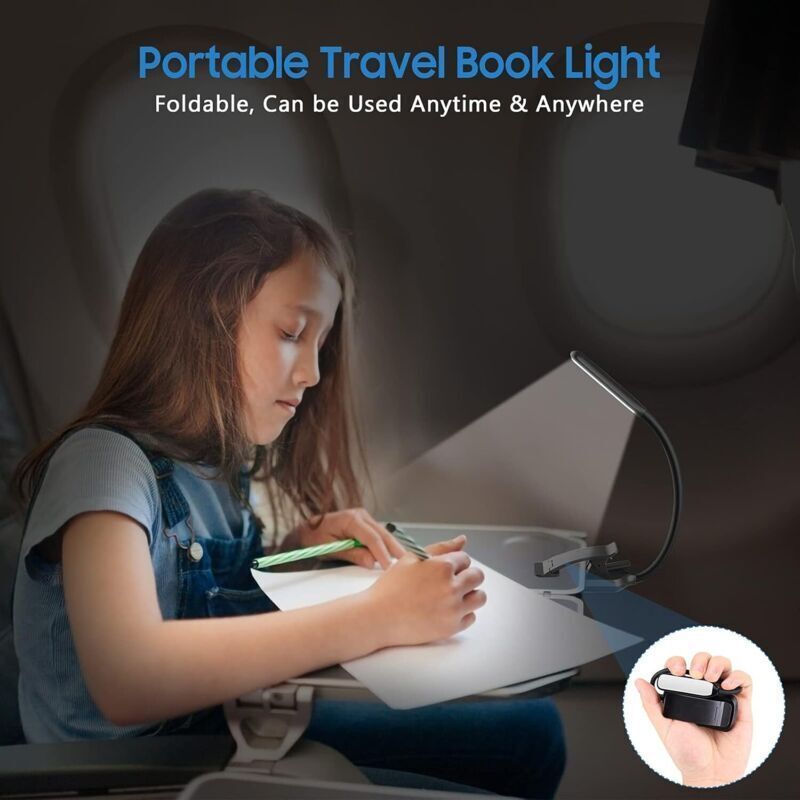Rechargeable Reading Light, 9 LED Clip-on Reading Lamp, Stepless Dimming and 3 Eye Protection Modes, Cold and Warm White, 360 Degree Flexible Neck - Image 2