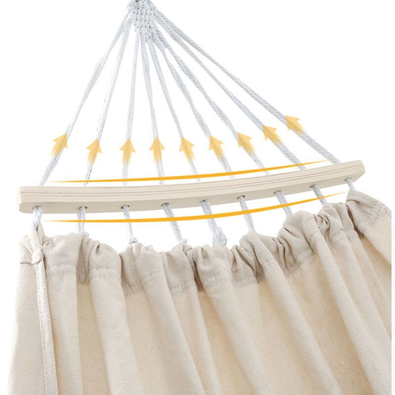 Hammock Outdoor Reinforced Anti-Rollover Hammock for Home Dormitory Summer Camping, Beige Double, 190 x 150 cm, 74.8 x 59.1 Inch - Image 3