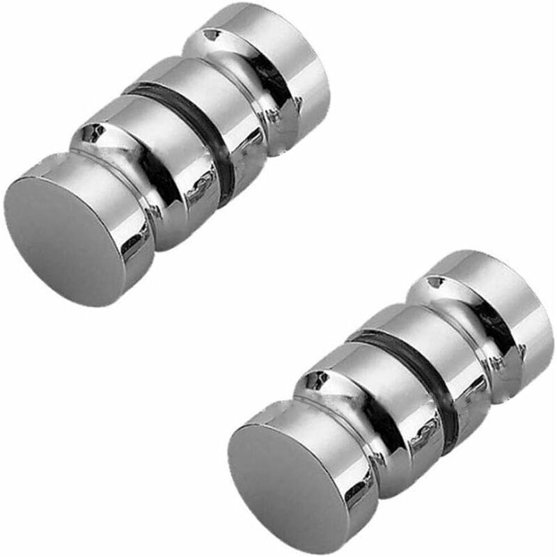 2 Pack 304 Stainless Steel Round Shower Door Knobs Polished Chrome - Image 1