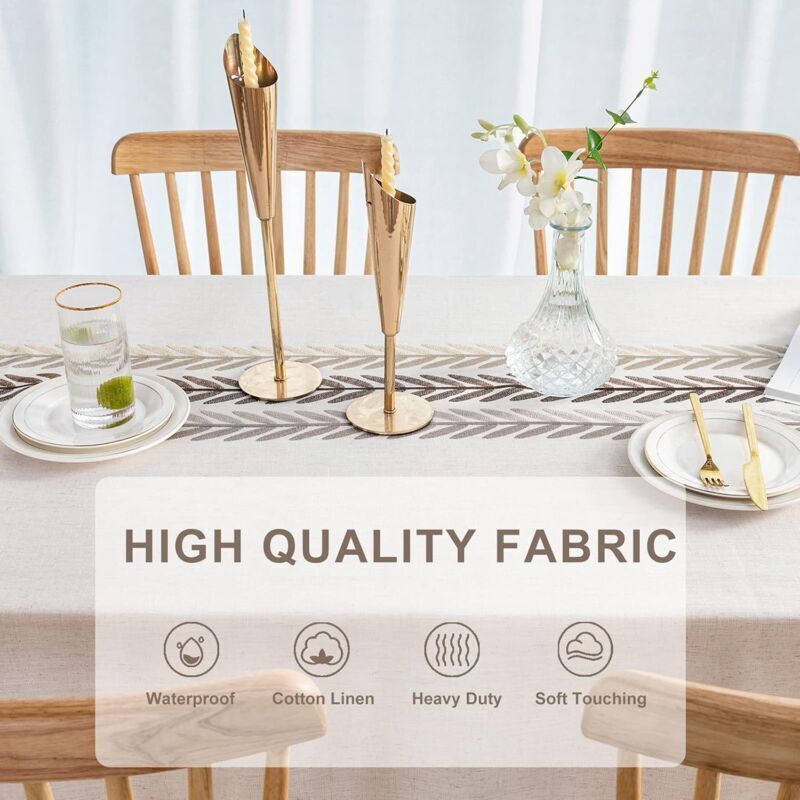 Waterproof Tablecloth Rectangular Table Cloth Cotton Linen Tassel Tablecloth Elegant Tablecloth Rectangle for Kitchen Table Decoration, 140 x 180 cm - Image 3