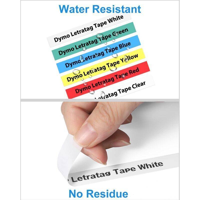 6 Pcs Dymo Tape Compatible with Dymo Letratag Xr Lt-100H Lt-100T Letratag 200B Label Maker, Dymo Letratag Black on White, 12 mm x 4 m - Image 2