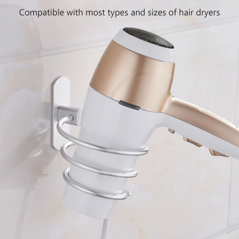 Multifunctional Spiral Hair Dryer Holder Wall Mounted Bathroom Hair Dryer Rack, Compatible with Most Hair Dryers - Image 3